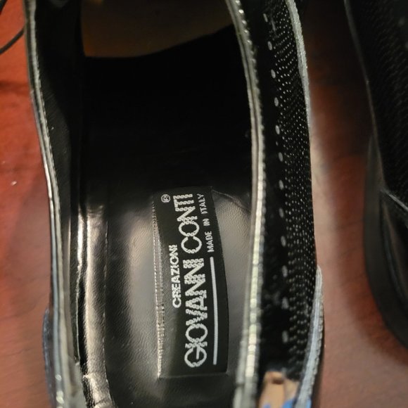 Giovanni Conti Italian black leather lace up shoes size 45 European/12 us - Picture 6 of 12